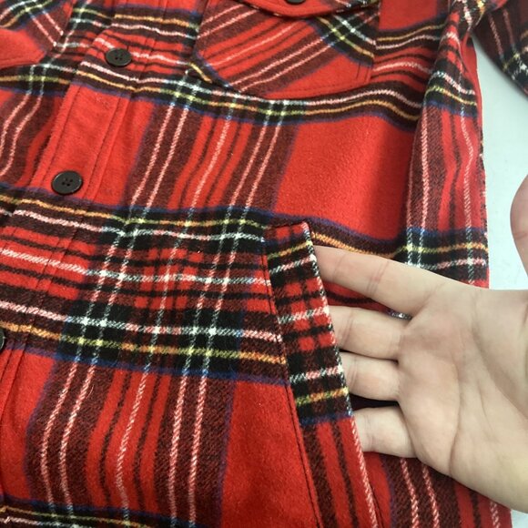 Frank And Oak Men S Wool Blend Red Buffalo Plaid Shacket Button Jacket Heavy - Picture 9 of 9